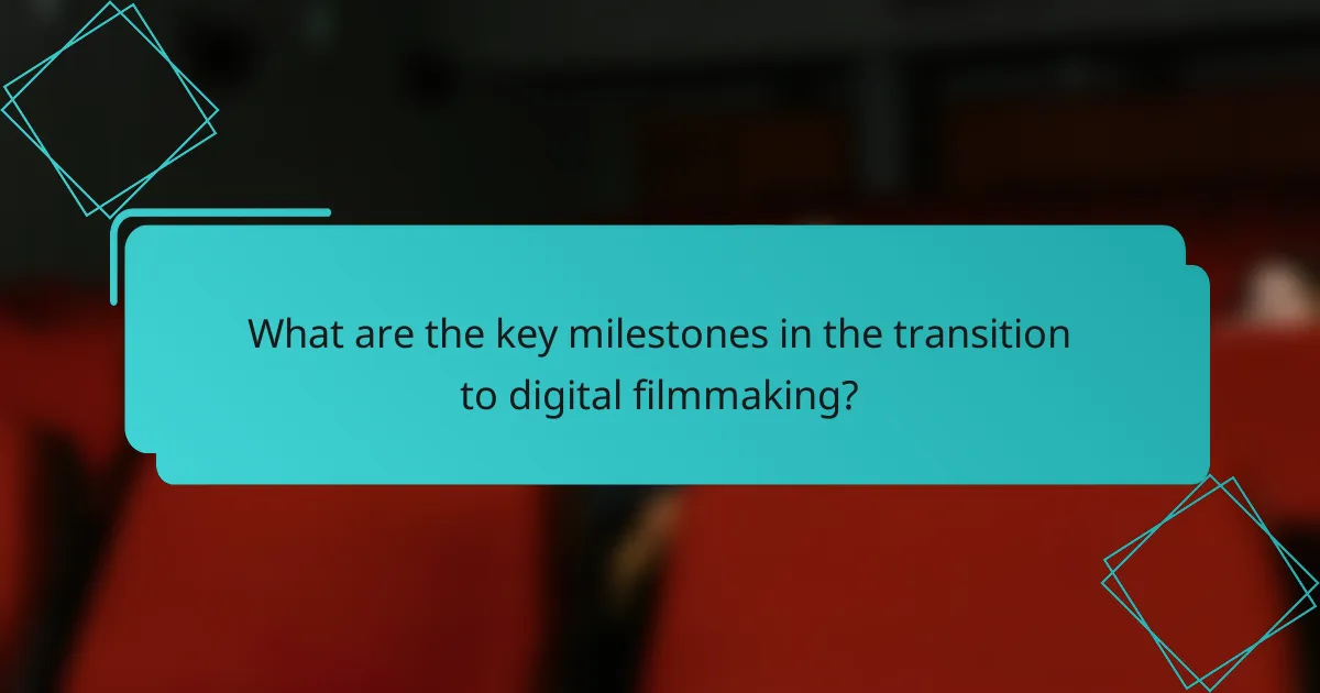 What are the key milestones in the transition to digital filmmaking?
